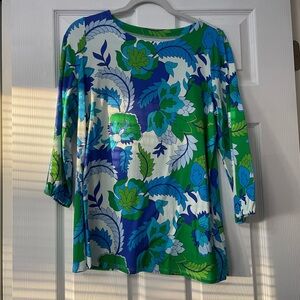 Belle by Kim Gravel Floral Top - Green and Blue